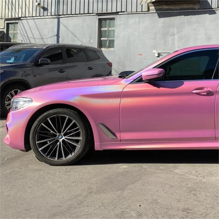 Gloss Metallic Rainbow Laser Pink Car Vinyl Wrap review Pena 01