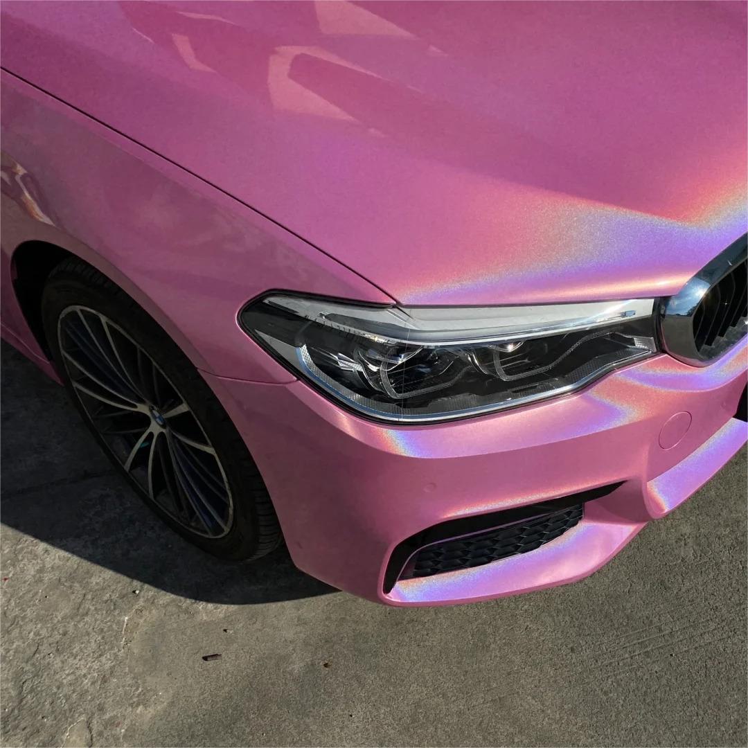 Gloss Metallic Rainbow Laser Pink Car Vinyl Wrap review Pena 02