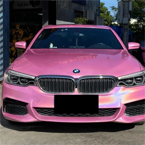 Gloss Metallic Rainbow Laser Pink Car Vinyl Wrap review 