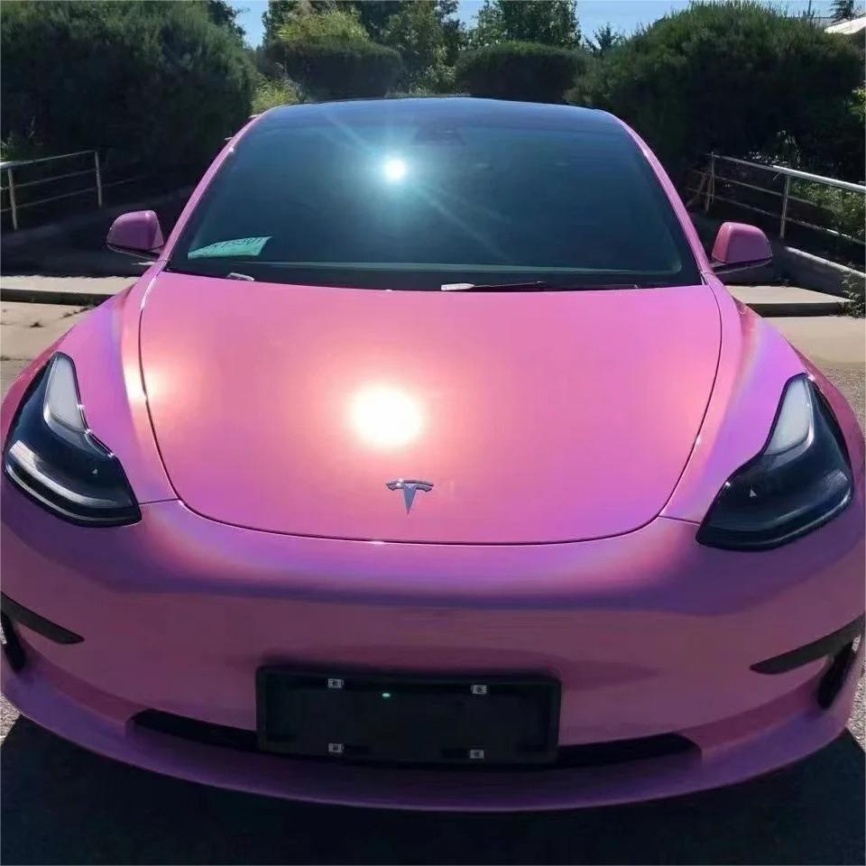 Gloss Metallic Rainbow Laser Pink Car Vinyl Wrap review Patrice 00