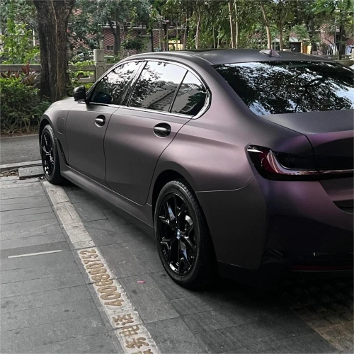 Ultra Matte Metallic Black Purple Car Vinyl Wrap reviewed by
