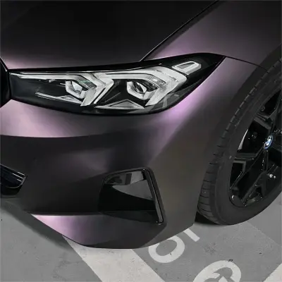 Ultra Matte Metallic Black Purple Car Vinyl Wrap review Data 02