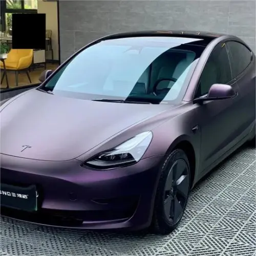 Ultra Matte Metallic Black Purple Car Vinyl Wrap review 