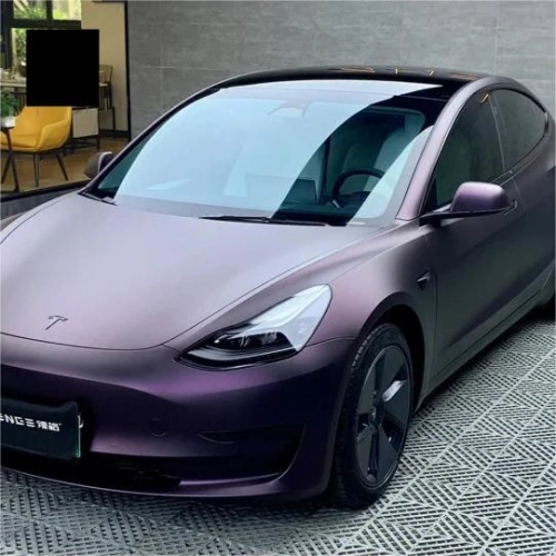 Ultra Matte Metallic Black Purple Car Vinyl Wrap reviewed by