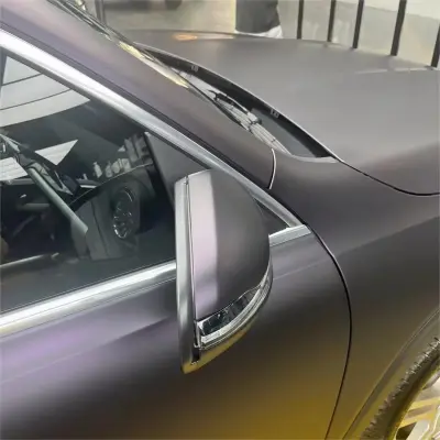 Ultra Matte Metallic Black Purple Car Vinyl Wrap review Metallic 01