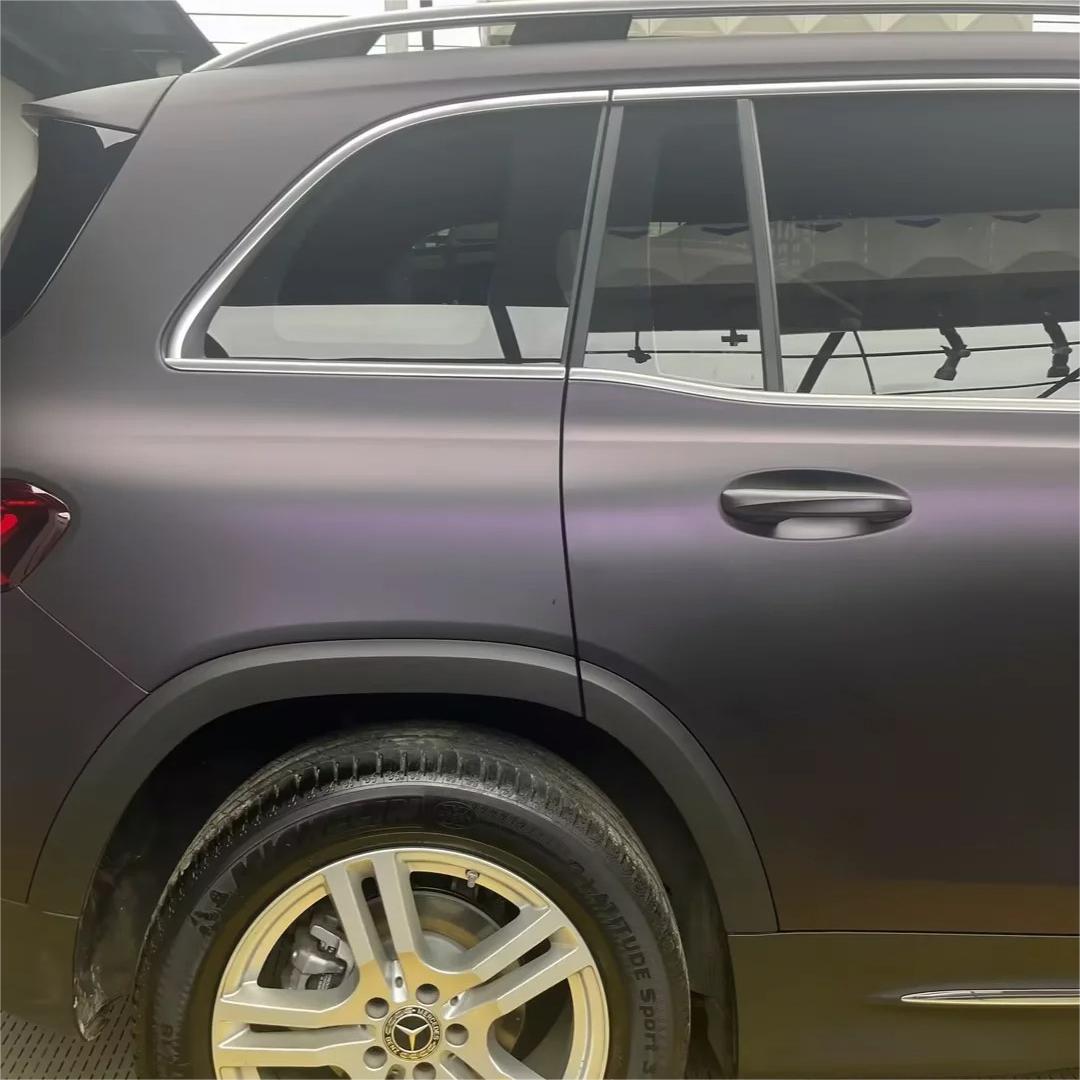 Ultra Matte Metallic Black Purple Car Vinyl Wrap review Metallic 01