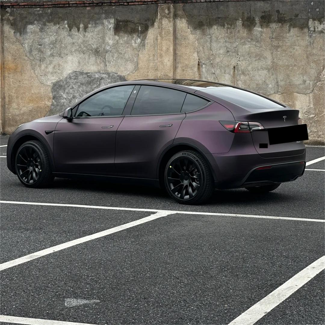 Ultra Matte Metallic Black Purple Car Vinyl Wrap review Quality 01