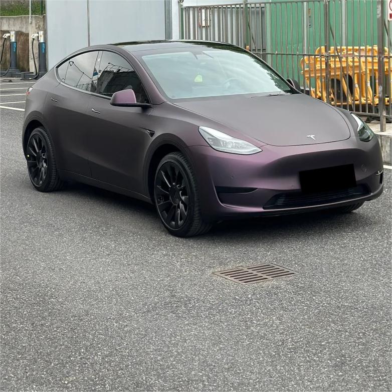 Ultra Matte Metallic Black Purple Car Vinyl Wrap review Quality 02