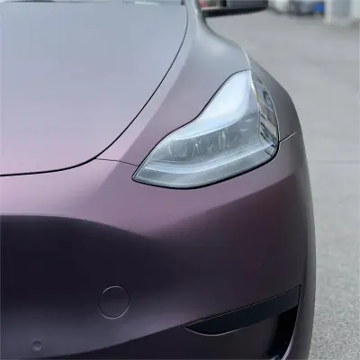 Ultra Matte Metallic Black Purple Car Vinyl Wrap review Josh 03