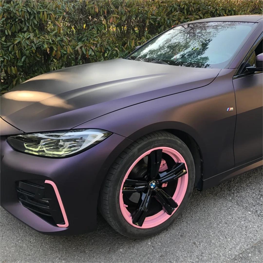 Ultra Matte Metallic Black Purple Car Vinyl Wrap review Santaella 01