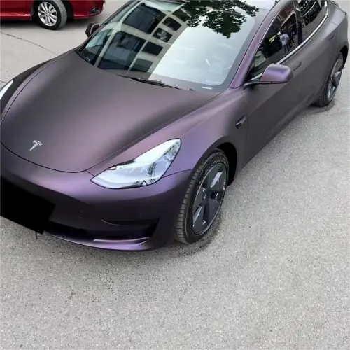 Ultra Matte Metallic Black Purple Car Vinyl Wrap review 
