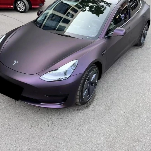 Ultra Matte Metallic Black Purple Car Vinyl Wrap reviewed by