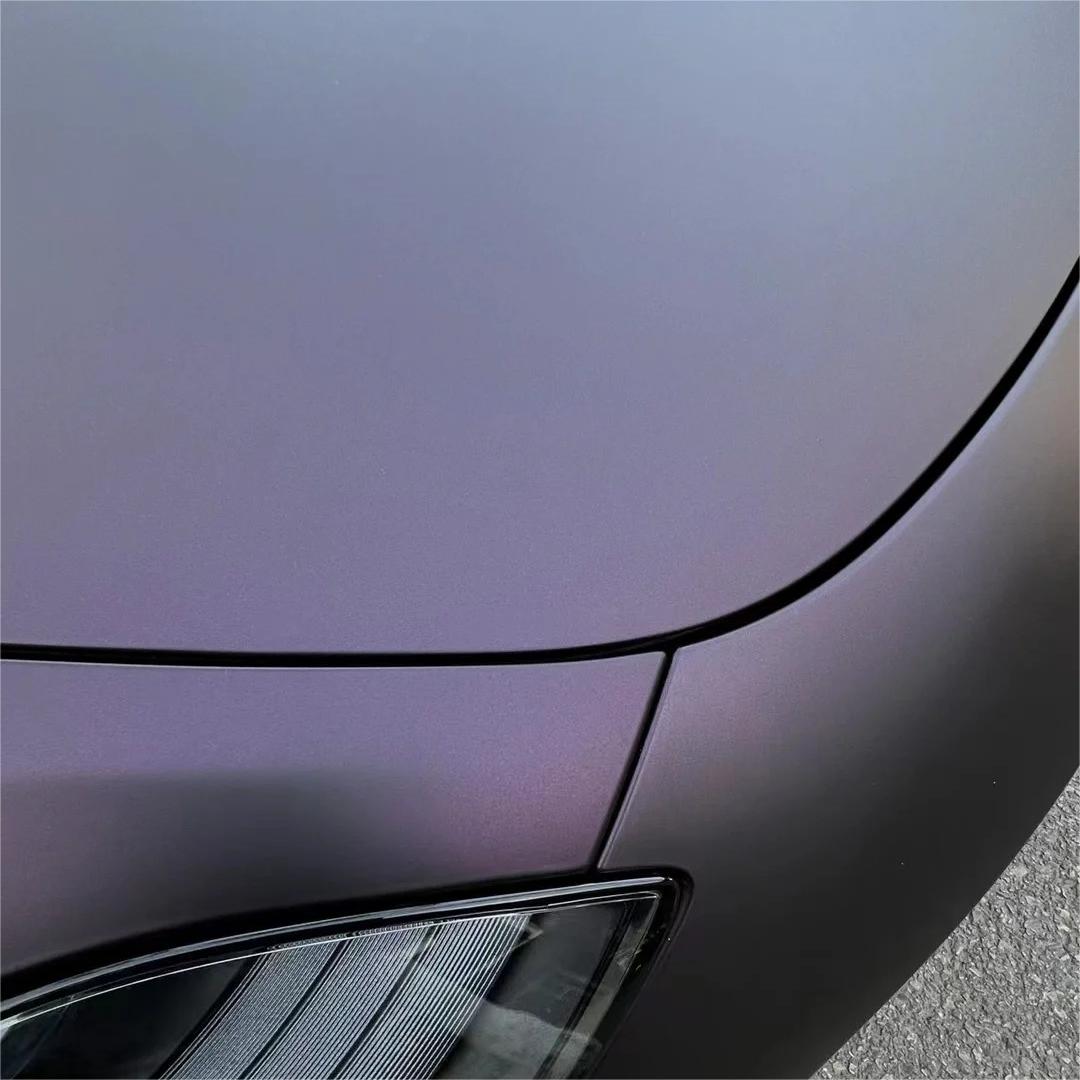 Ultra Matte Metallic Black Purple Car Vinyl Wrap review Sebastian 01