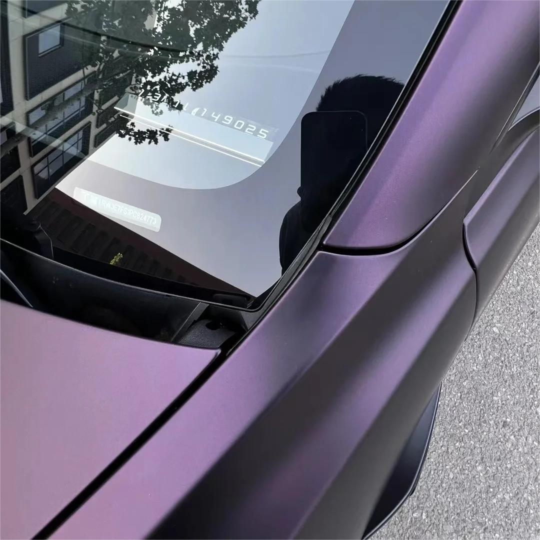 Ultra Matte Metallic Black Purple Car Vinyl Wrap review Sebastian 02