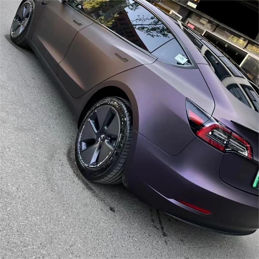Ultra Matte Metallic Black Purple Car Vinyl Wrap review Sebastian 03