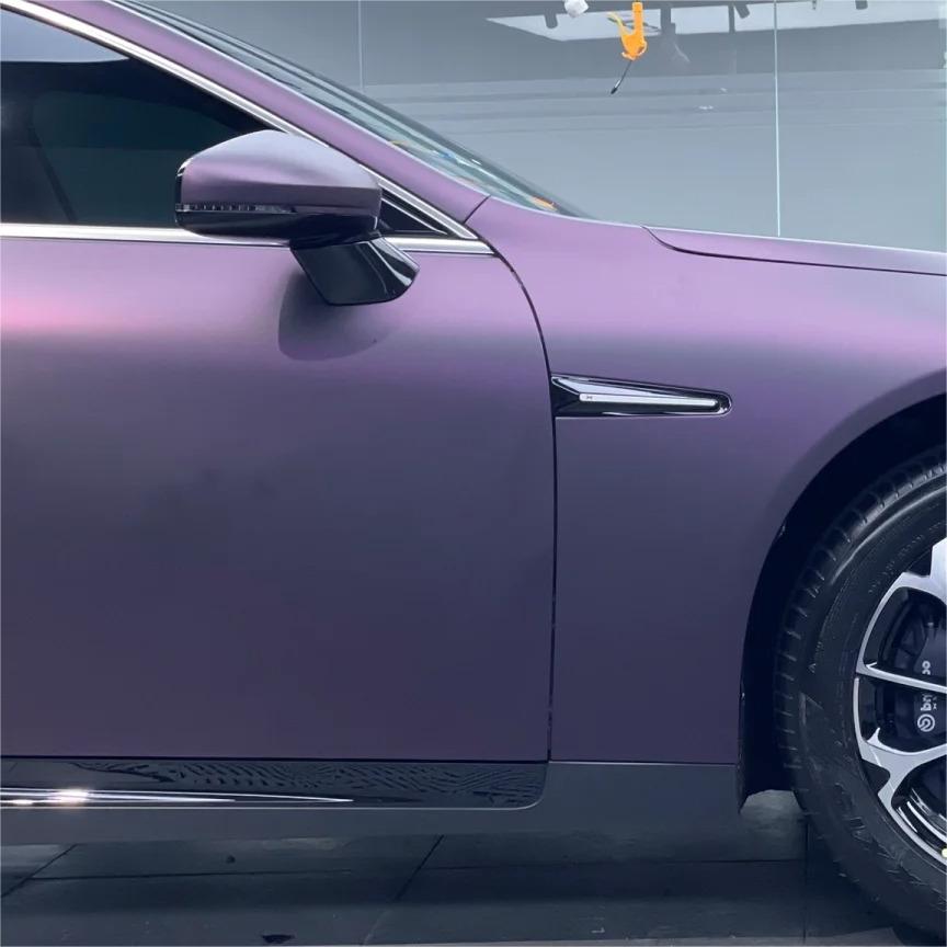 Ultra Matte Metallic Black Purple Car Vinyl Wrap review Shaniqua 01