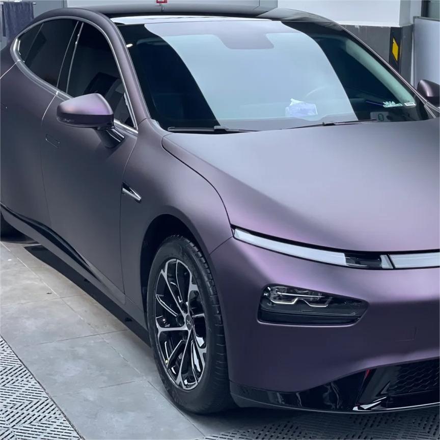 Ultra Matte Metallic Black Purple Car Vinyl Wrap review Shaniqua 02