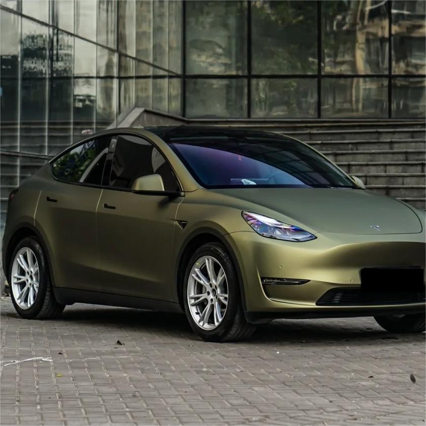 Matte Metallic Lighting Green Car Vinyl Wrap PET review Vehicle 01