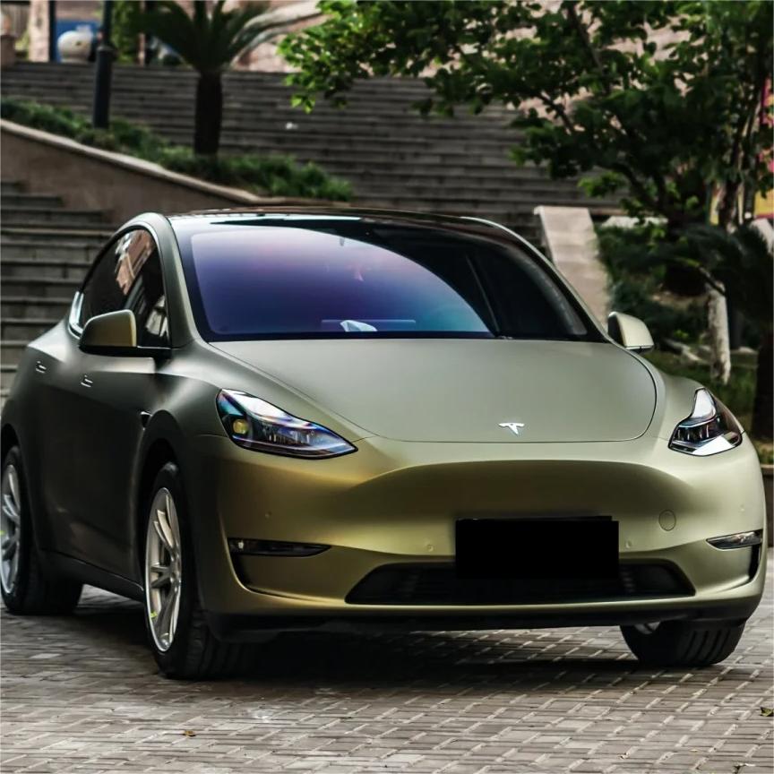 Matte Metallic Lighting Green Car Vinyl Wrap PET review Vehicle 00