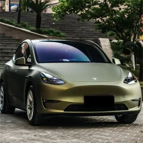 Matte Metallic Lighting Green Car Vinyl Wrap PET review 