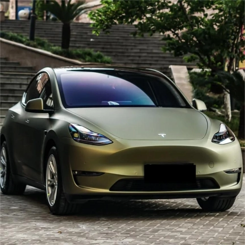 Matte Metallic Lighting Green Car Vinyl Wrap PET review 