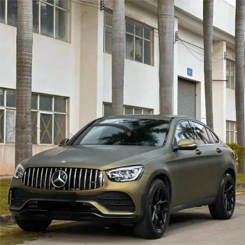 Matte Metallic Lighting Green Car Vinyl Wrap PET review 