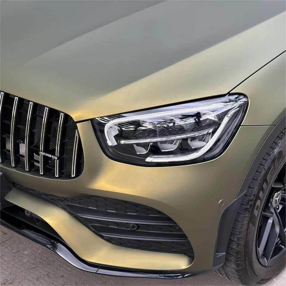 Matte Metallic Lighting Green Car Vinyl Wrap PET review Profession 01