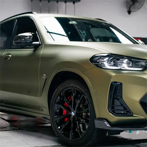 Matte Metallic Lighting Green Car Vinyl Wrap PET review 