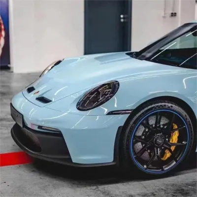 Gloss Meissen Blue Car Vinyl Wrap PET review Amanda 02