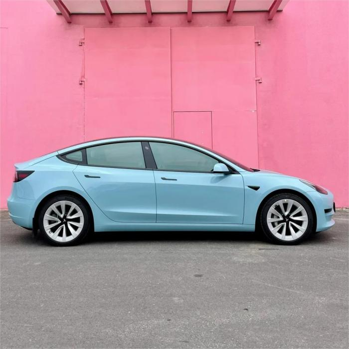 Gloss Meissen Blue Car Vinyl Wrap PET review Judi 03