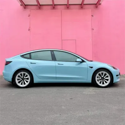 Gloss Meissen Blue Car Vinyl Wrap PET review Judi 04