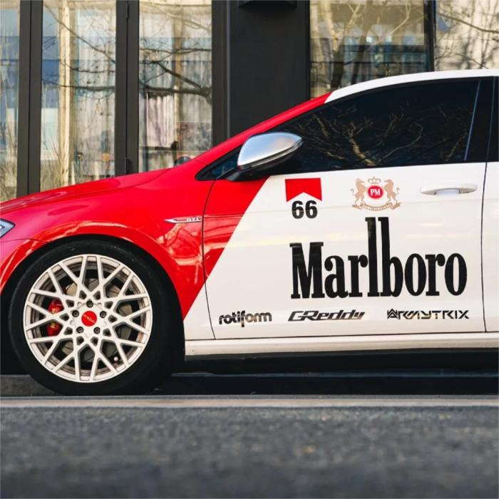 Marlboro Racing Car wrap Custom Design - White, Red and Black Car Wrap (Bundle) review David 04