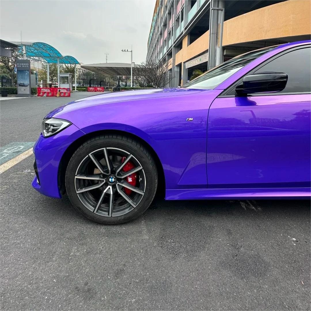 Glossy Metallic Royalty Purple Explosion Purple Vinyl Wrap PET review Process 00