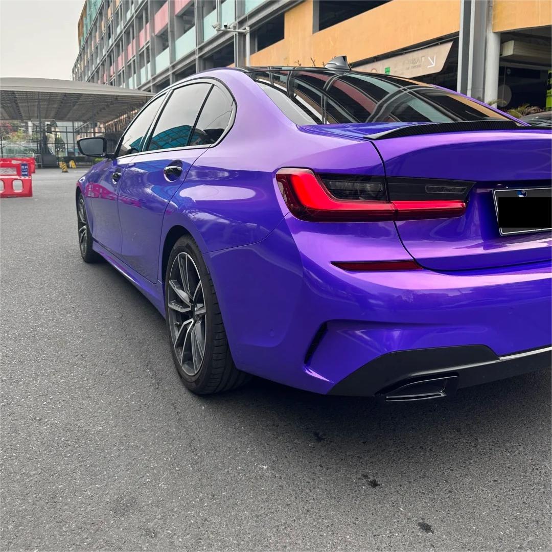 Glossy Metallic Royalty Purple Explosion Purple Vinyl Wrap PET review Process 01