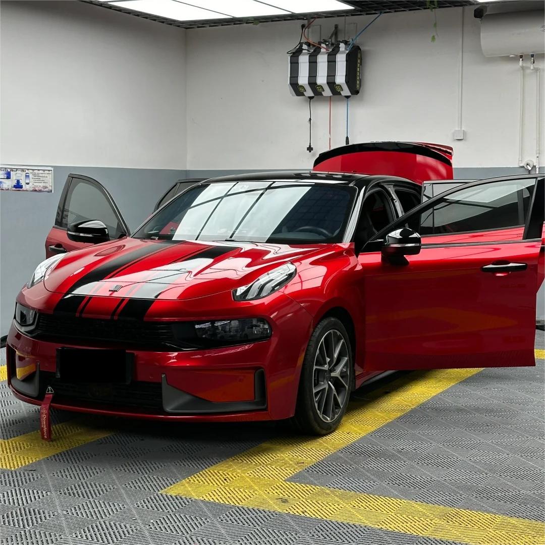 Ultra Glossy Metallic Vampire Red Car Vinyl Wrap BMW PET   review Metallic 00