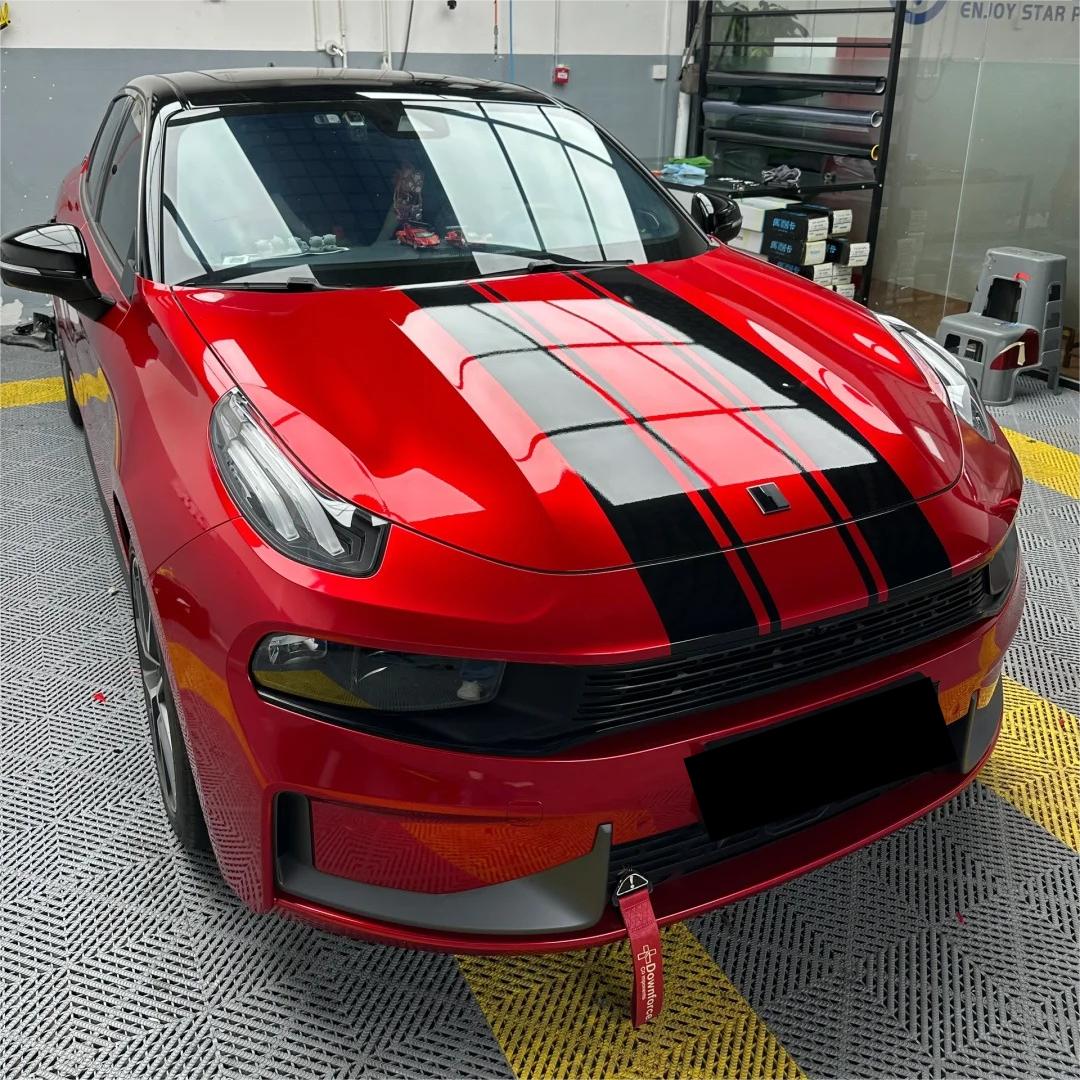 Ultra Glossy Metallic Vampire Red Car Vinyl Wrap BMW PET   review Metallic 01