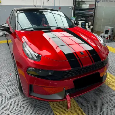 Ultra Glossy Metallic Vampire Red Car Vinyl Wrap Audi BMW PET   review Metallic 02