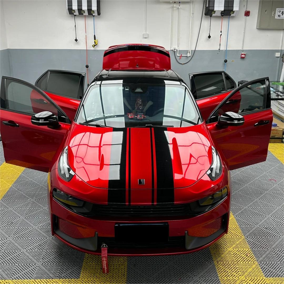 Ultra Glossy Metallic Vampire Red Car Vinyl Wrap BMW PET   review Metallic 03