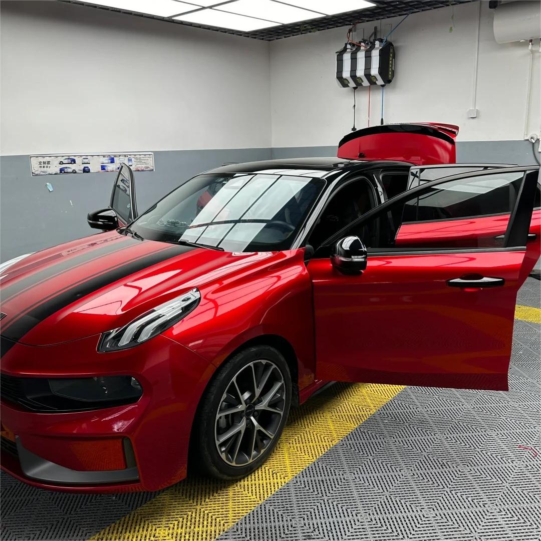 Ultra Glossy Metallic Vampire Red Car Vinyl Wrap BMW PET   review Metallic 02