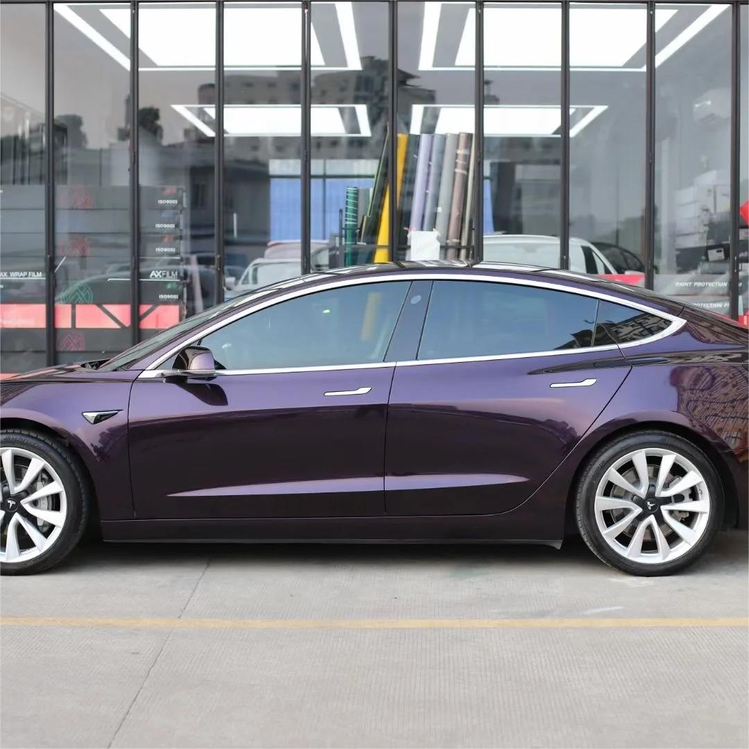 Gloss Metallic Gentian Purple Car Vinyl Wrap  PET review Katherine 01