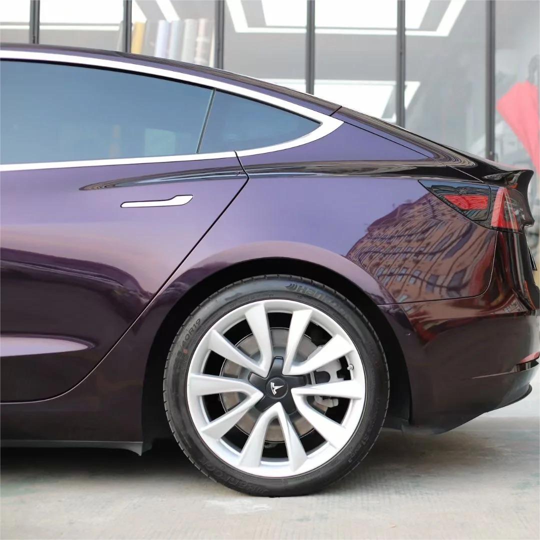 Gloss Metallic Gentian Purple Car Vinyl Wrap  PET review Katherine 02