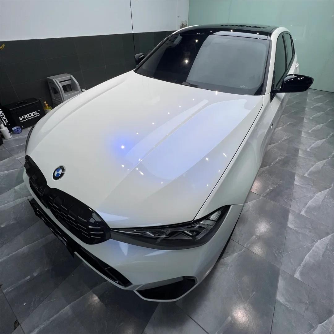 Gloss Metallic Chameleon Blue White Car Vinyl Wrap PET review Shawn 04