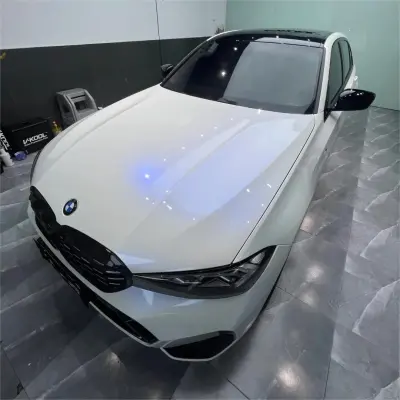 Gloss Metallic Chameleon Blue White Car Vinyl Wrap review Shawn 04