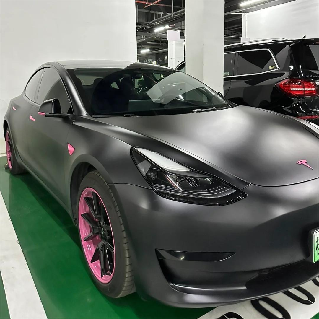 Ultra Matte Black Car Vinyl Wrap Tesla BMW PET review Ultra 00