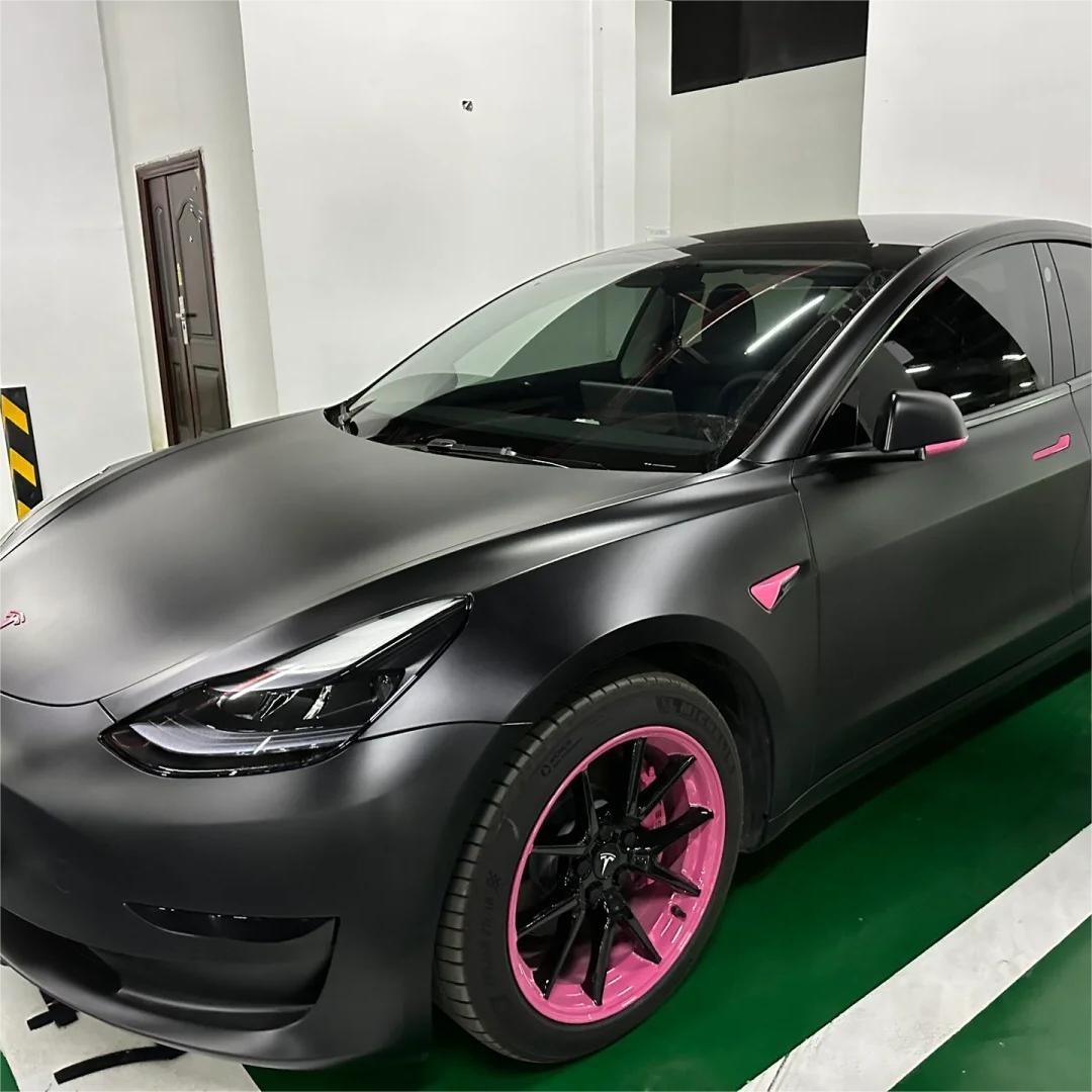 Ultra Matte Black Car Vinyl Wrap Tesla BMW PET review Ultra 01