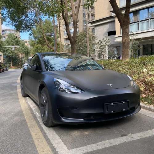 Ultra Matte Black Car Vinyl Wrap Tesla BMW PET reviewed by