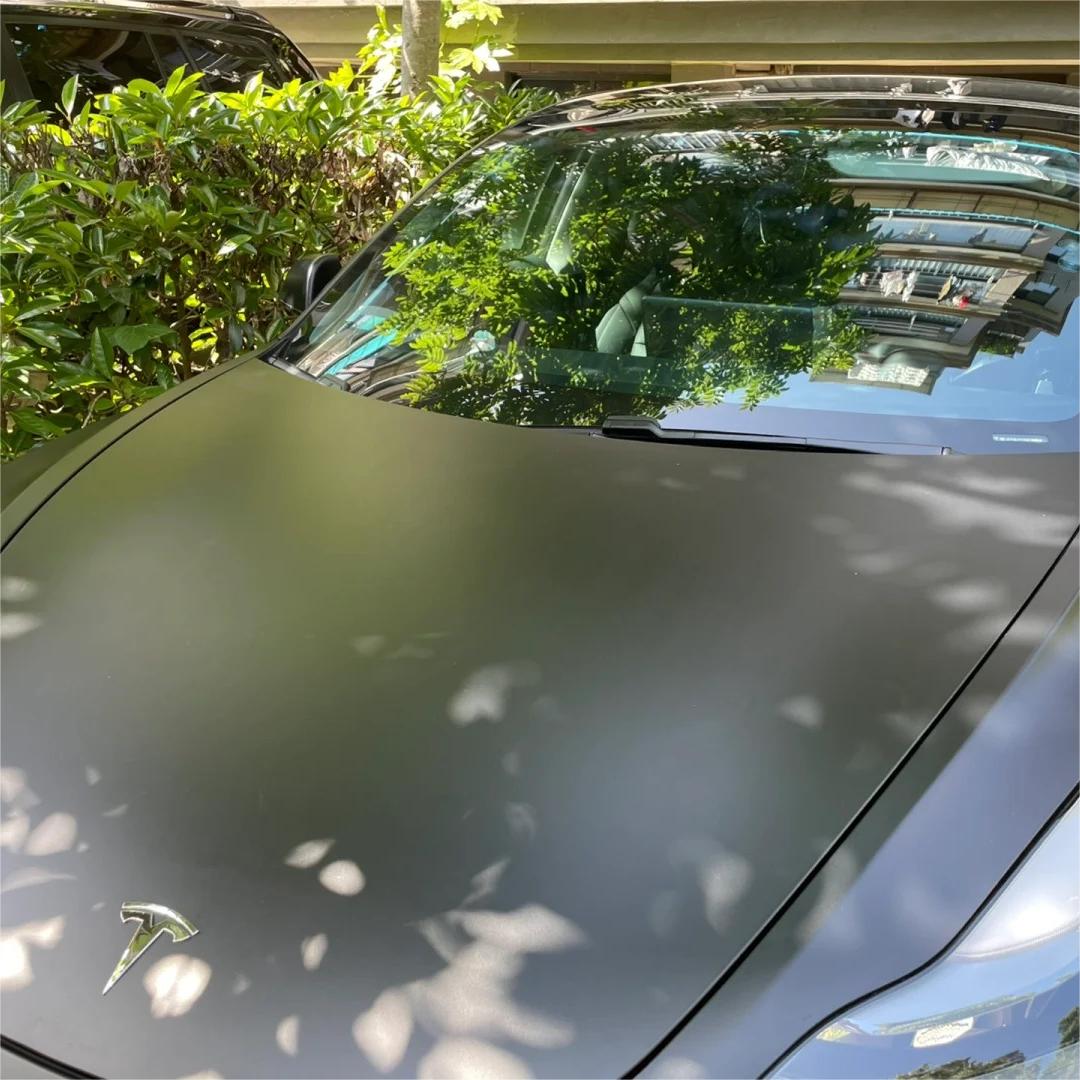 Ultra Matte Black Car Vinyl Wrap Tesla BMW PET review Poplin 01