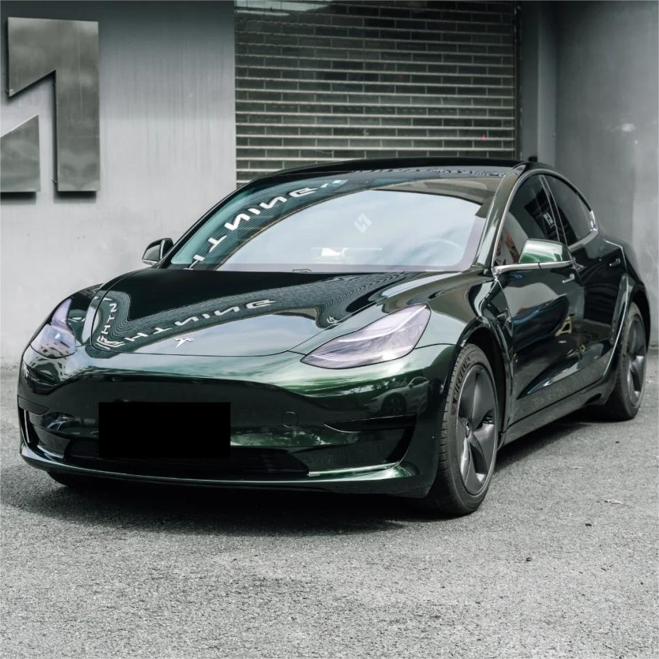 Glossy Paint Metalic Midnight Green Car Vinyl Wrap PET review Paint 00