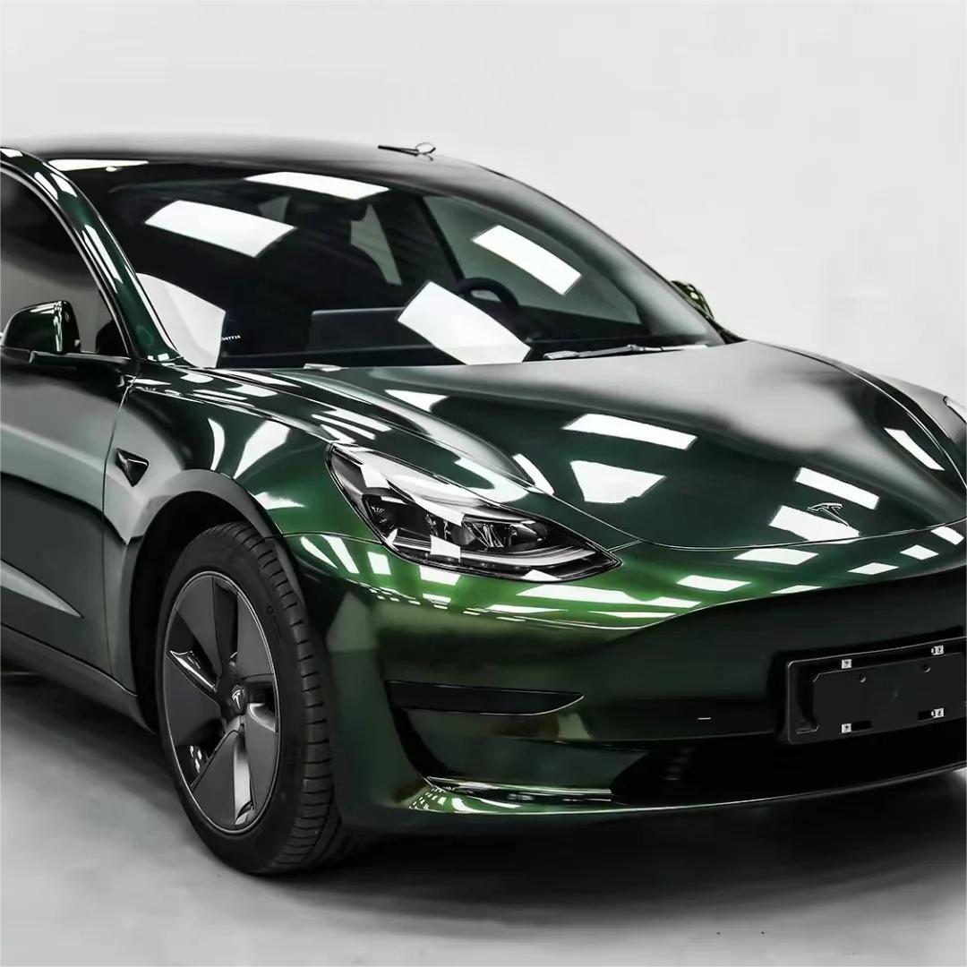 Glossy Paint Metalic Midnight Green Car Vinyl Wrap PET review Paint 01