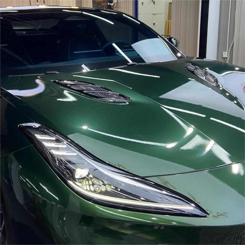 Glossy Paint Metalic Midnight Green Car Vinyl Wrap PET review Selling 02